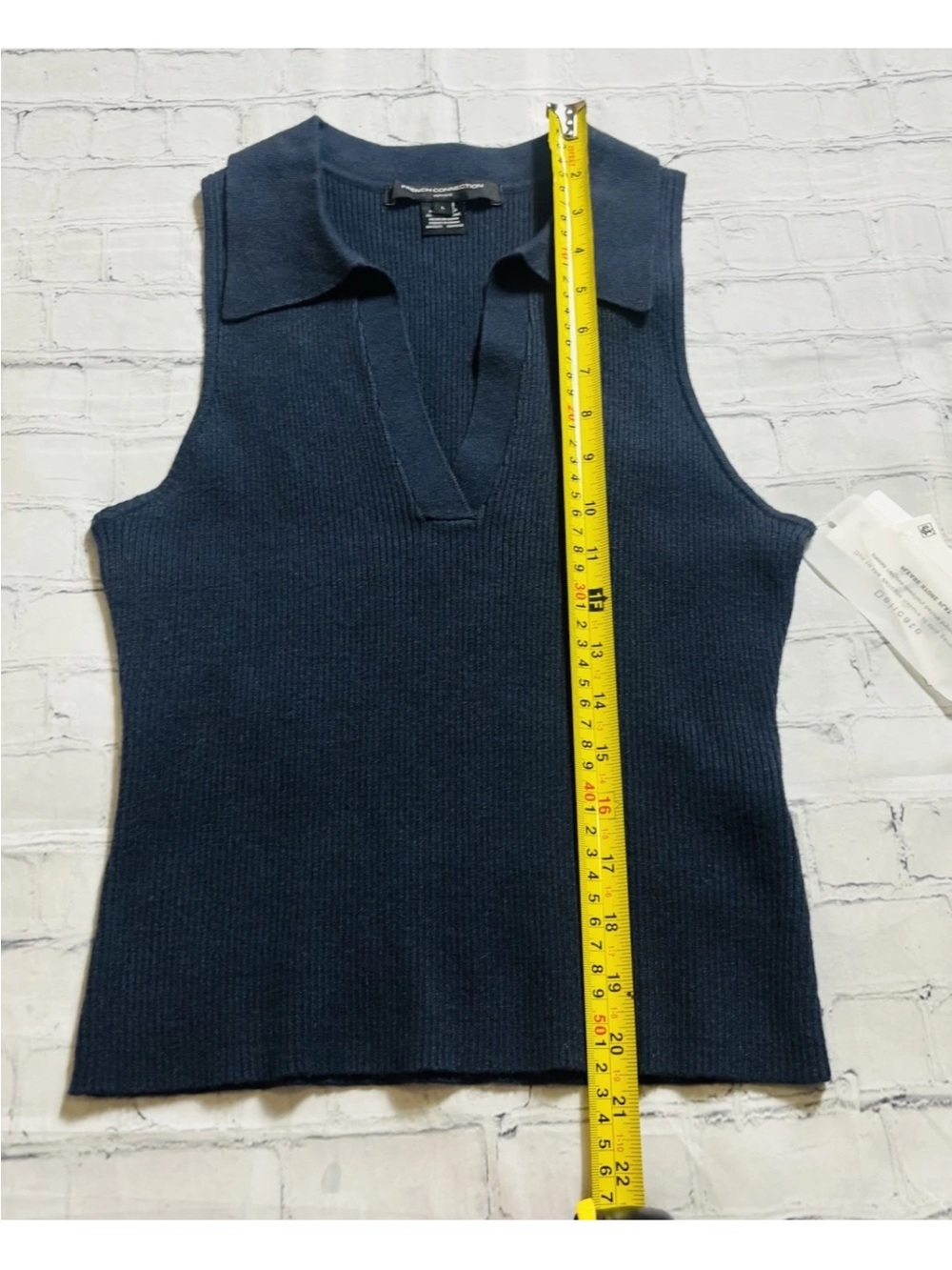 French Connection Mozza Knit Sleeveless PulloverVest Marine Blue Women's Size L - Picture 8 of 10